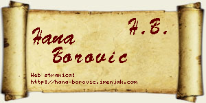 Hana Borović vizit kartica